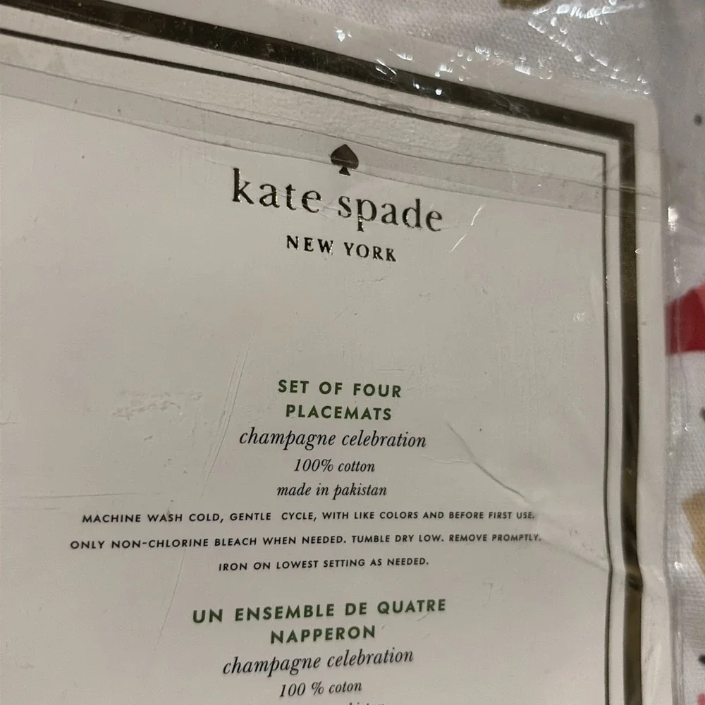 KATE SPADE SET 4 CHAMPAGNE CELEBRATION Placemats‎ New Years Birthday Party 🍾🎉